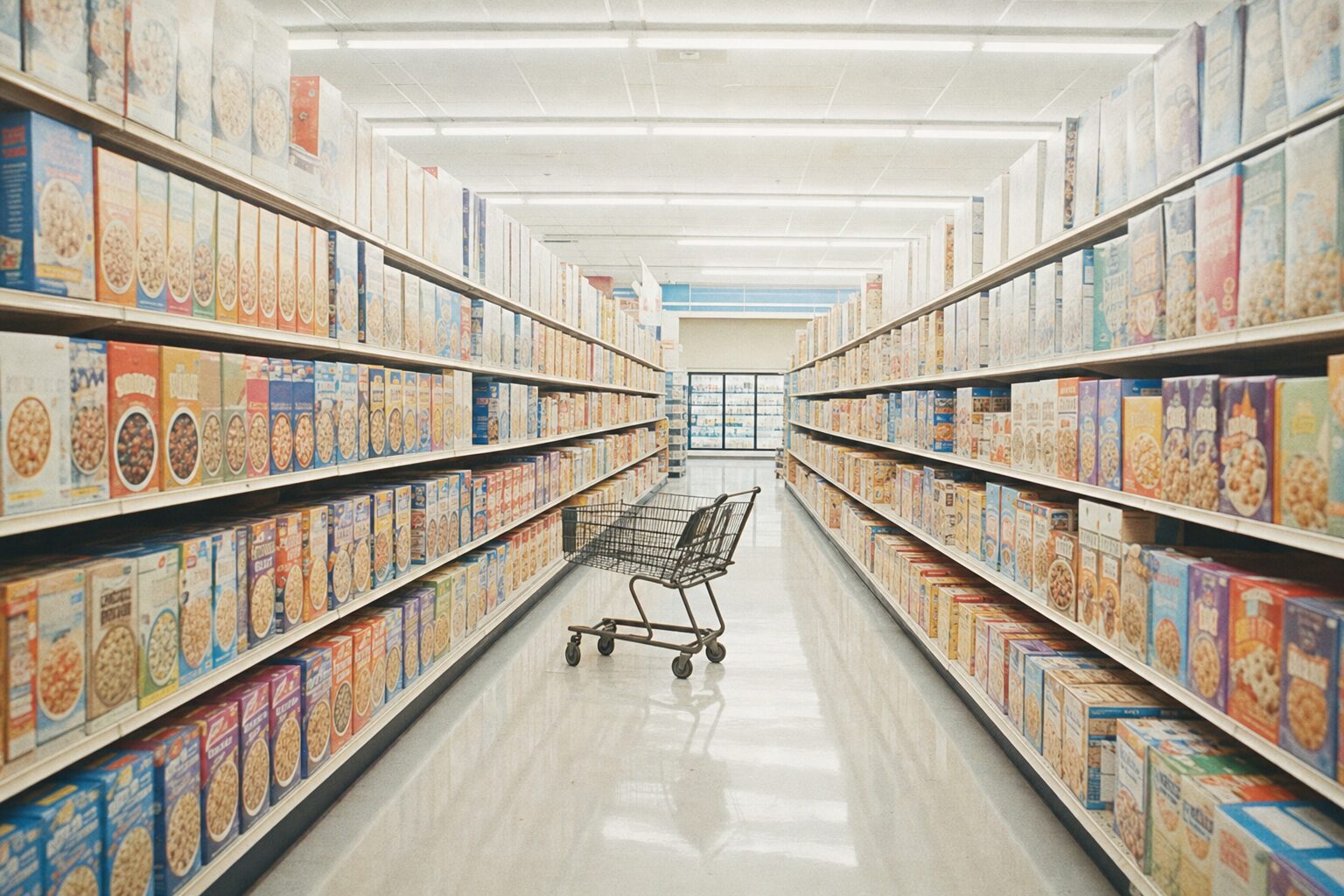 Amerikaanse supermarkt cereal aisle, sfeerbeeld voor column